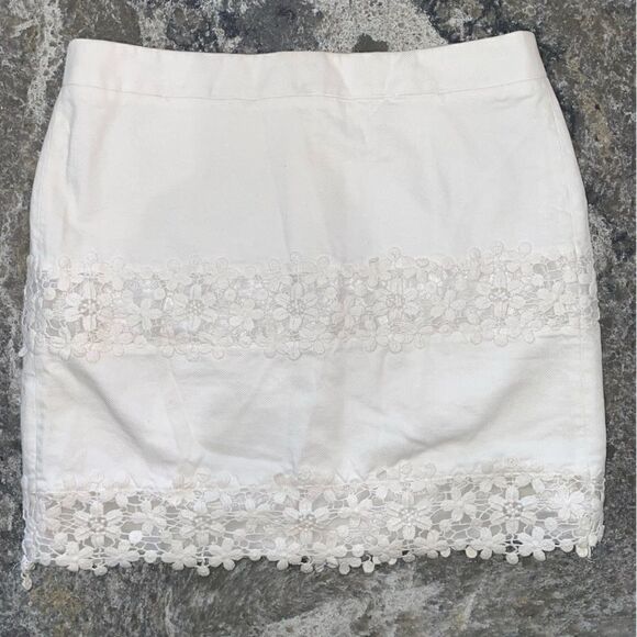 J.Crew Womens Cotton Daisy Lace Mini Skirt White Size 2 - Picture 1 of 11